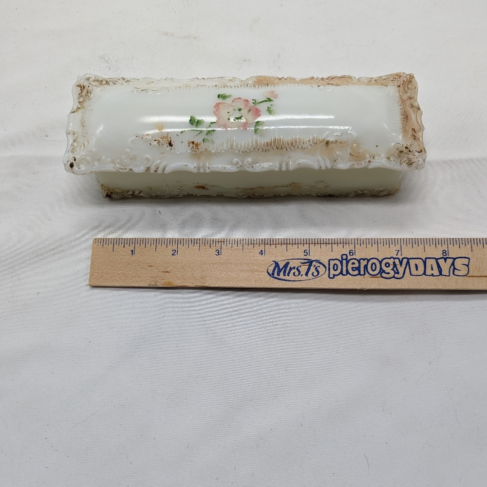 Vintage Milk Glass Handpainted Dresser Jars